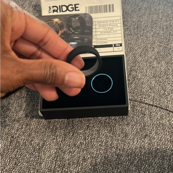 The Ridge 1 Alpine Navy tungsten wedding band and 1 silicone black ring size 11 - Picture 5 of 7